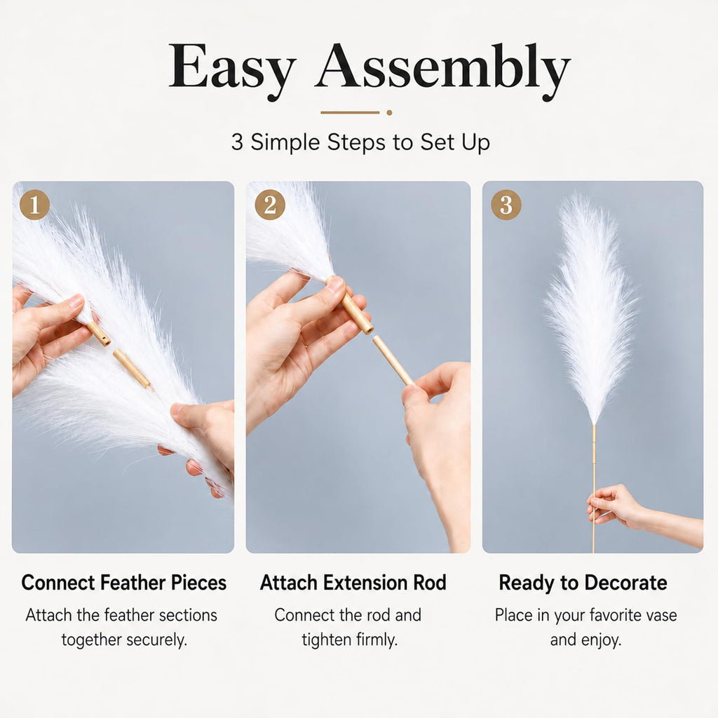 9 PCS 45" Artificial Pampas Grass Black & Dark Gray & White