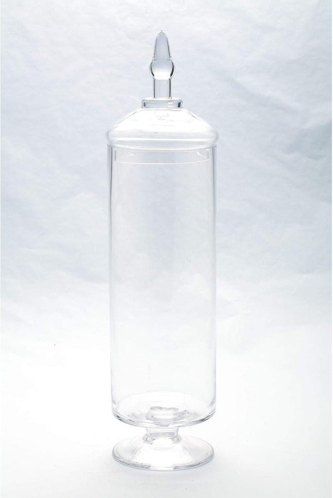 Handblown Glass Apothecary Jar with Pointed Finial - 20" - Clear