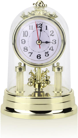 Vintage Table Clock, European Mantle Clock Silent Non Ticking Antique Anniversary for Living Room Bedroom Office Desk