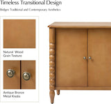 60" Sideboard Cabinet with Spindle Design, Transitional Storage Cabinet with 4 Doors, Adjustable Shelves