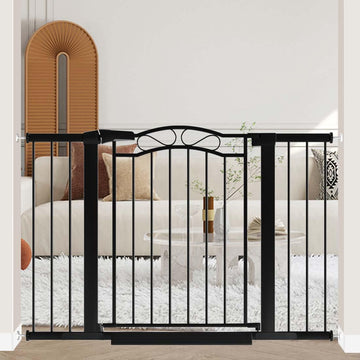 29.5"-48.8" Extra Wide Baby Gate for Stairs, Pressure Mounted Easy Walk Thru Pet Gate, Metal Safety Child Gate No