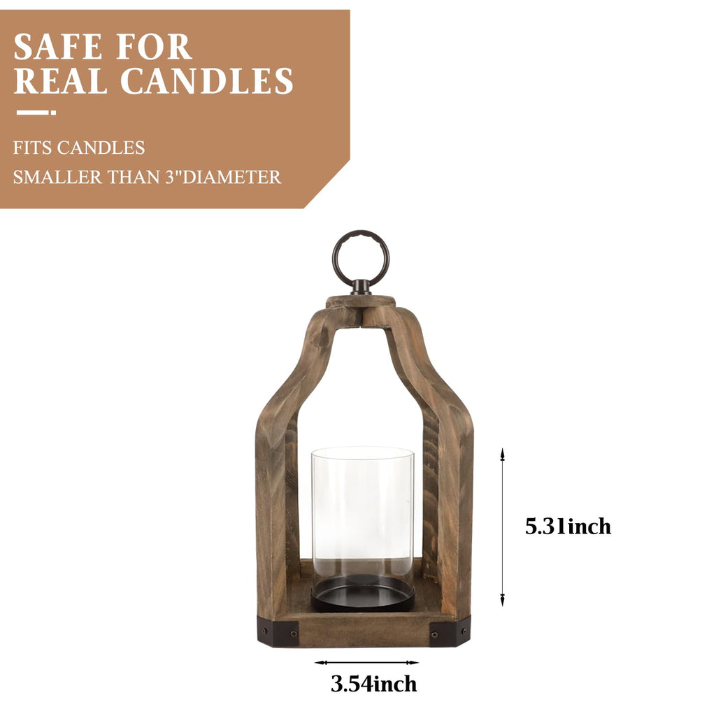 Rustic Wood Lantern Candle Holder for Farmhouse Decor