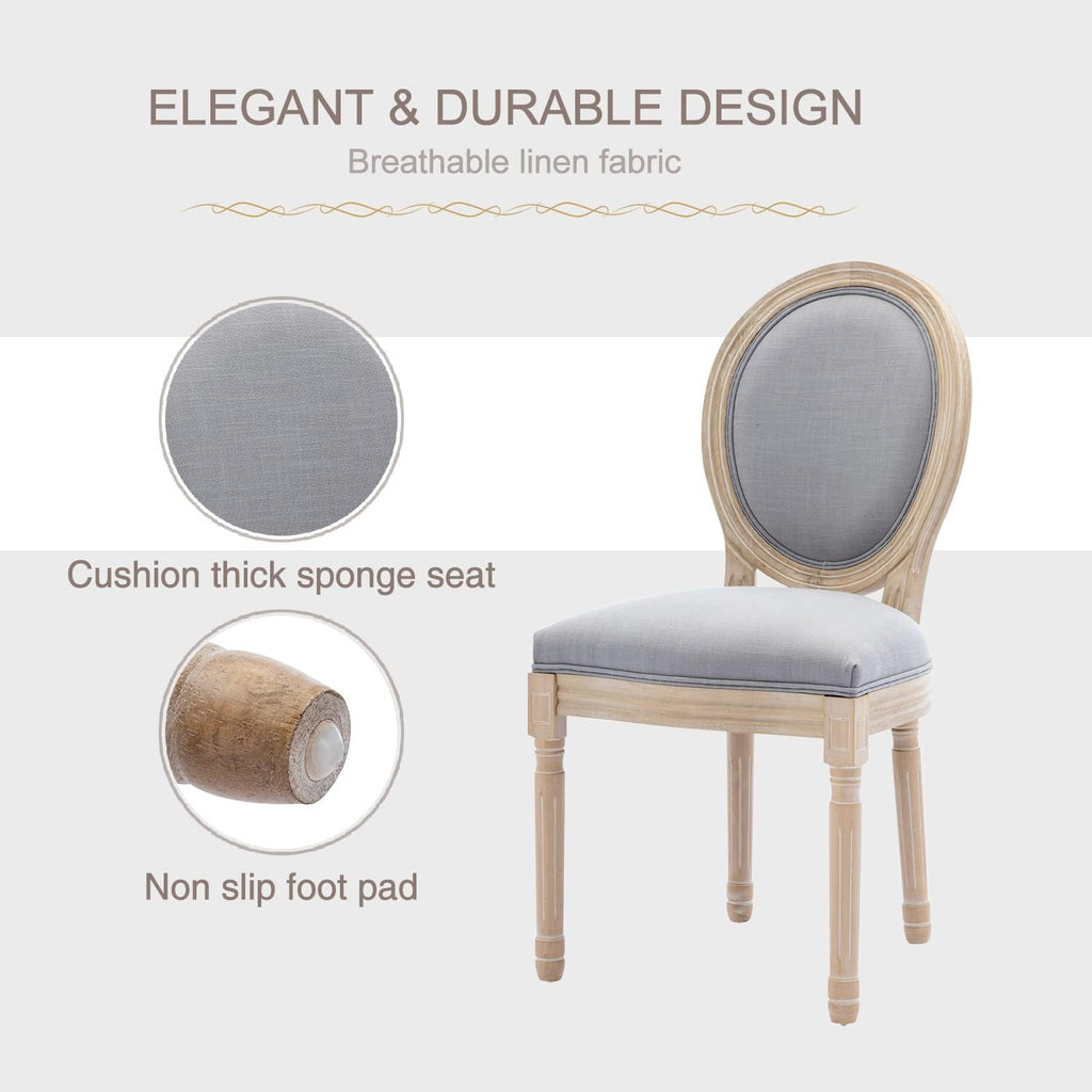 French Farmhouse Dining Chairs Set of 2, Upholstered Tufted Fabric Chairs with Solid Wood Frame, Mid-Century Style Dining Chairs for Dining Room or Kitchen