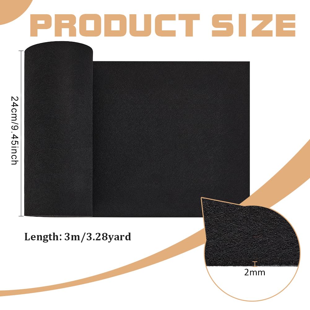 118x9.4inch Felt Fabric Roll, Black Craft Felt Fabric Polyester Felt Roll for Felt Table Mats, DIY Craftwork, Sewing