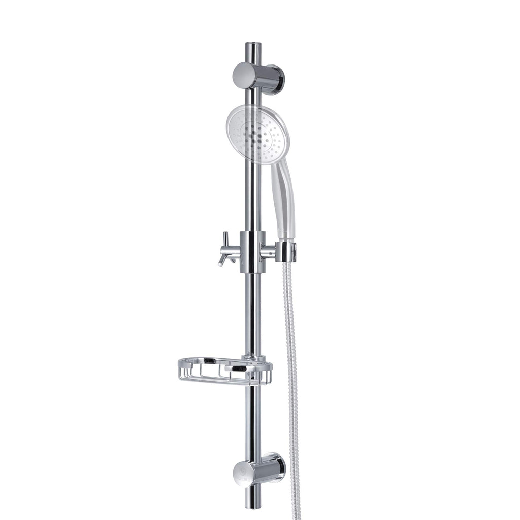 Adjustable Slide Bar for Hand Shower with Wire Basket Soap Dish, Polished Chrome