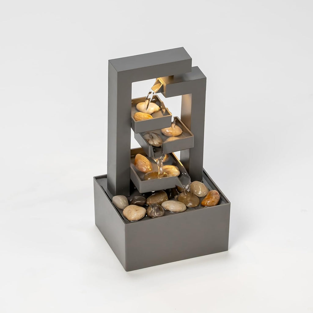 Desktop Waterfall Fountain Small- 9.65" Relaxation Tabletop Fountain with Soothing Sound Decor - Desktop Water