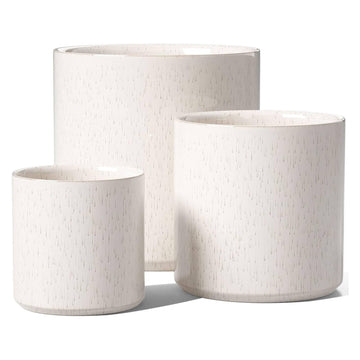 10+8+6 Inch Ceramic Pots for Plants, Indoor Planters with Drainage Hole and Plug, Modern Cylinder Flower Pots Set of
