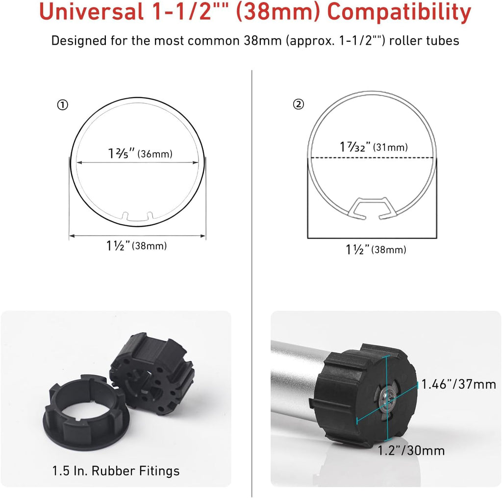 Zigbee Smart Motor for 1-1/2"(38mm) Roller Tube, Roller Blinds Motor with Hub-Free Alexa Control, Rechargeable &