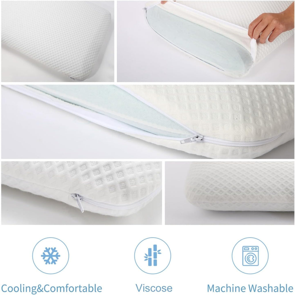 BD Slim 2.7" Stomach Sleeping Memory Foam Pillow-Thin, Flat, Soft Yet Supportative for Belly, Back& Stomach Sleepers