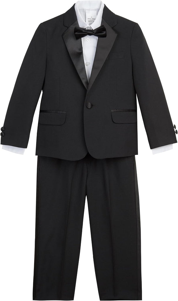 Boys' Piece Tuxedo Suit Set with Jacket, Pants, Dress Shirt & Bow Tie for Weddings & Special Occasions