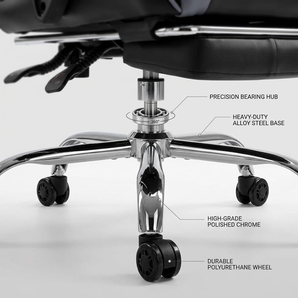 Racing E-Sports Gaming Chair - Ergonomic Grey PU Leather Computer Desk Chair with Footrest, High Back Recliner with