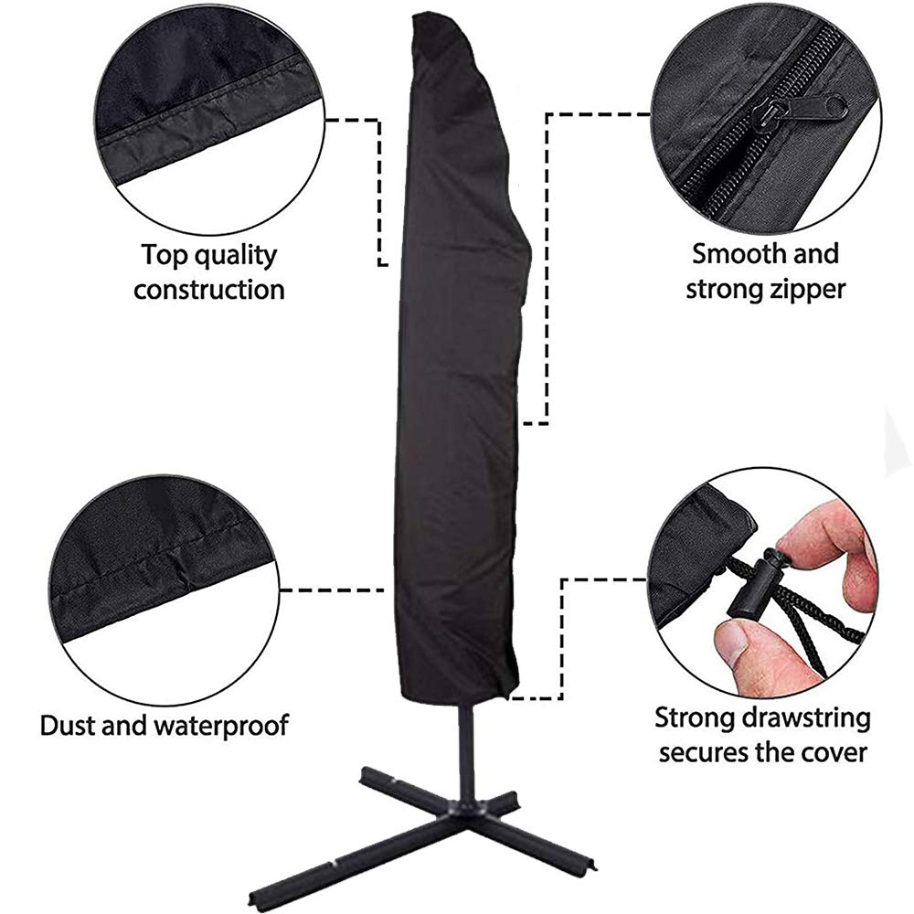 Patio Parasol Cover with Zipper Waterproof 210D Garden UV Resistant Cantilever Parasol for Outdoor Garden Beach