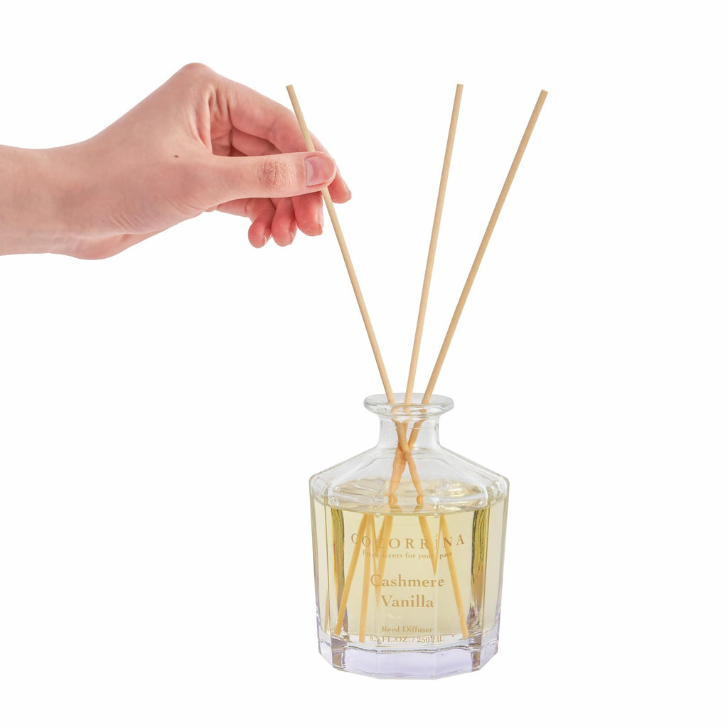 Reed Diffuser - Cashmere Vanilla Flower Reed Diffuser Set with 8 Sticks, Home Fragrance Reed Diffuser Bedroom Office