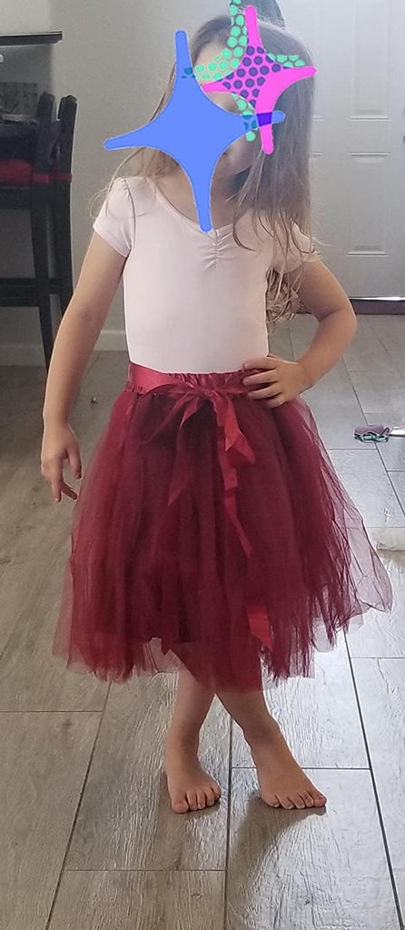 Girls Knee Length Tutu Layered Tulle Skirt