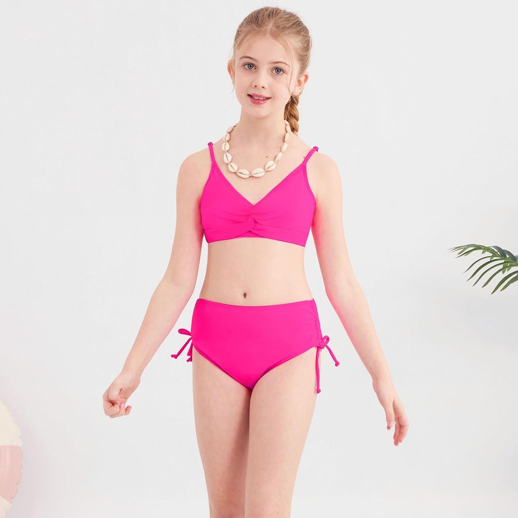 Girls Swimsuit with Skirt Twist Cross Teen Bikini Set Swim Bathing Suits