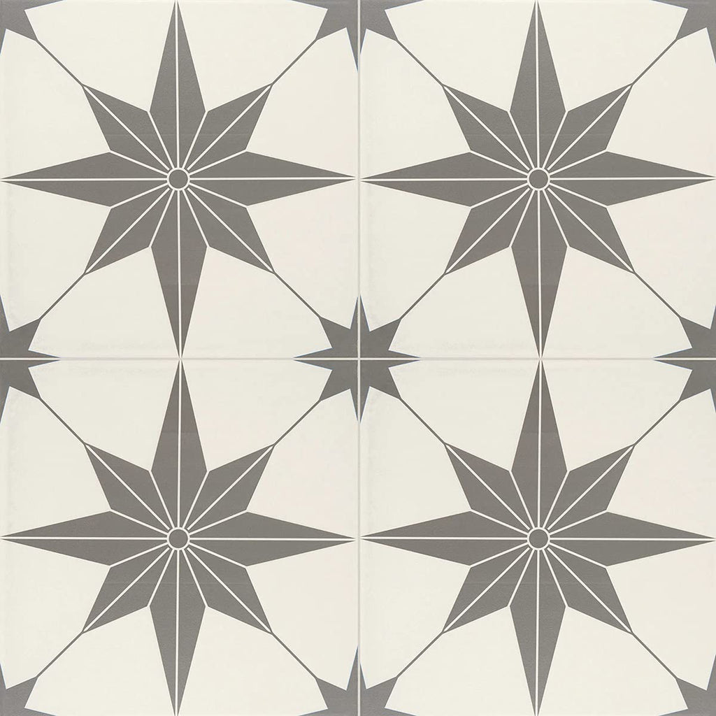 TrueNorth 12x12 Geometric Pattern Modern Encaustic Style Ceramic Wall Floor Tile Off-White (8 Pieces)