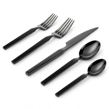 20‐Piece Stainless Steel Silverware Set, Flatware Utensil Set for 4, Podium, Black Mirror, 18/10