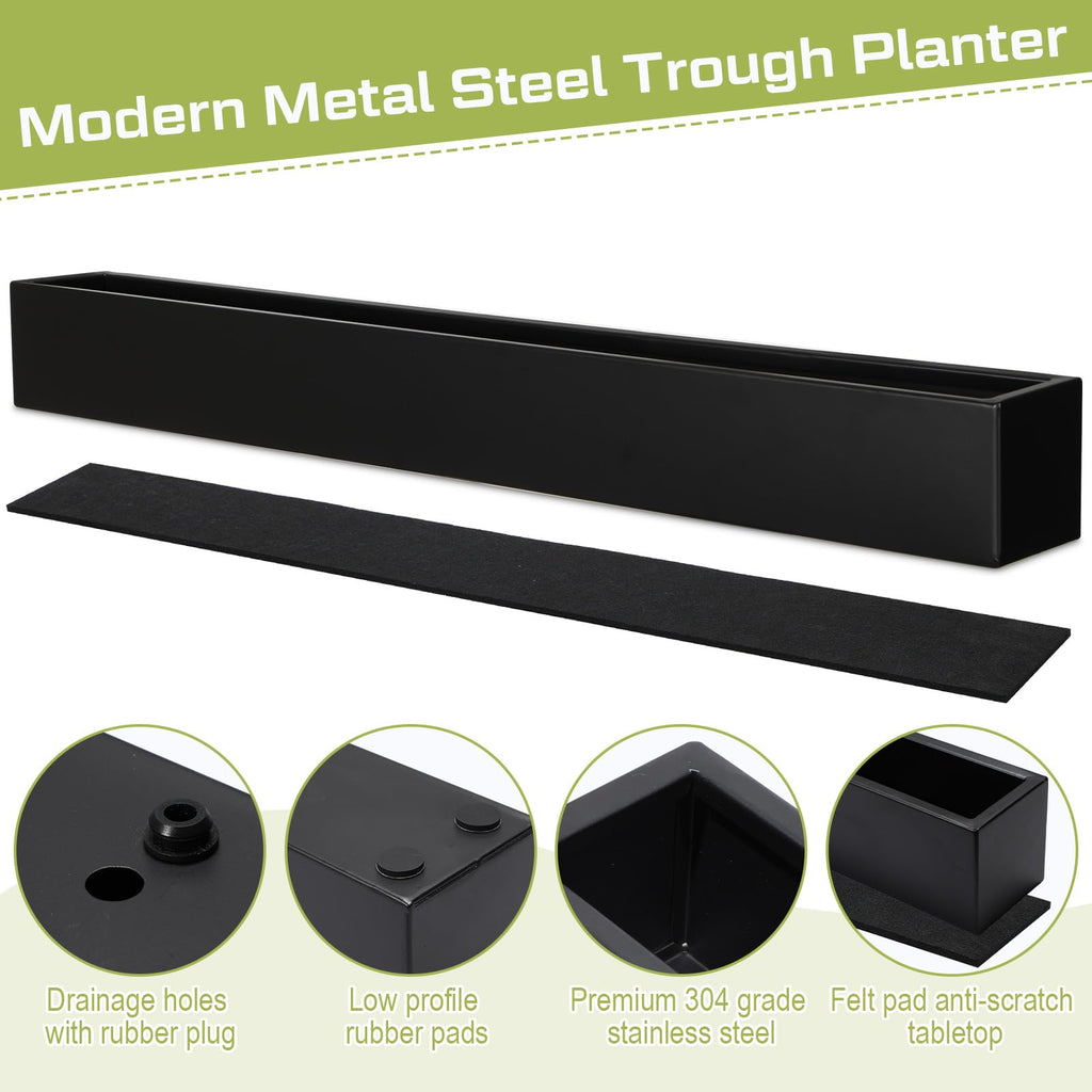 32 x 3.5 x 3.5 Inch 1 Pcs Long Rectangular Planter Box, Black