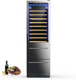 Wine and Beverage Refrigerator, 24 Inch 2 IN 1 Dual Zone Wine Cooler, Built