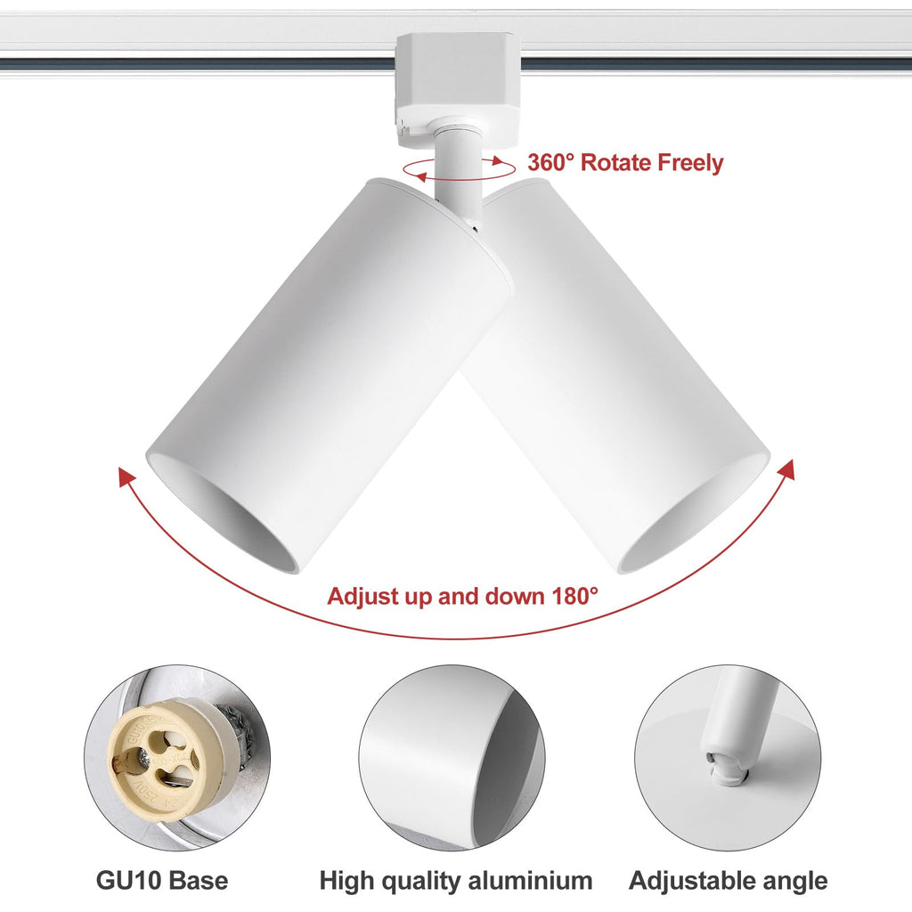 Plug in Track Lighting Dimmable with Power Cord, 4-Light Track Lighting Kit with 3.3FT H Type Track Lighting