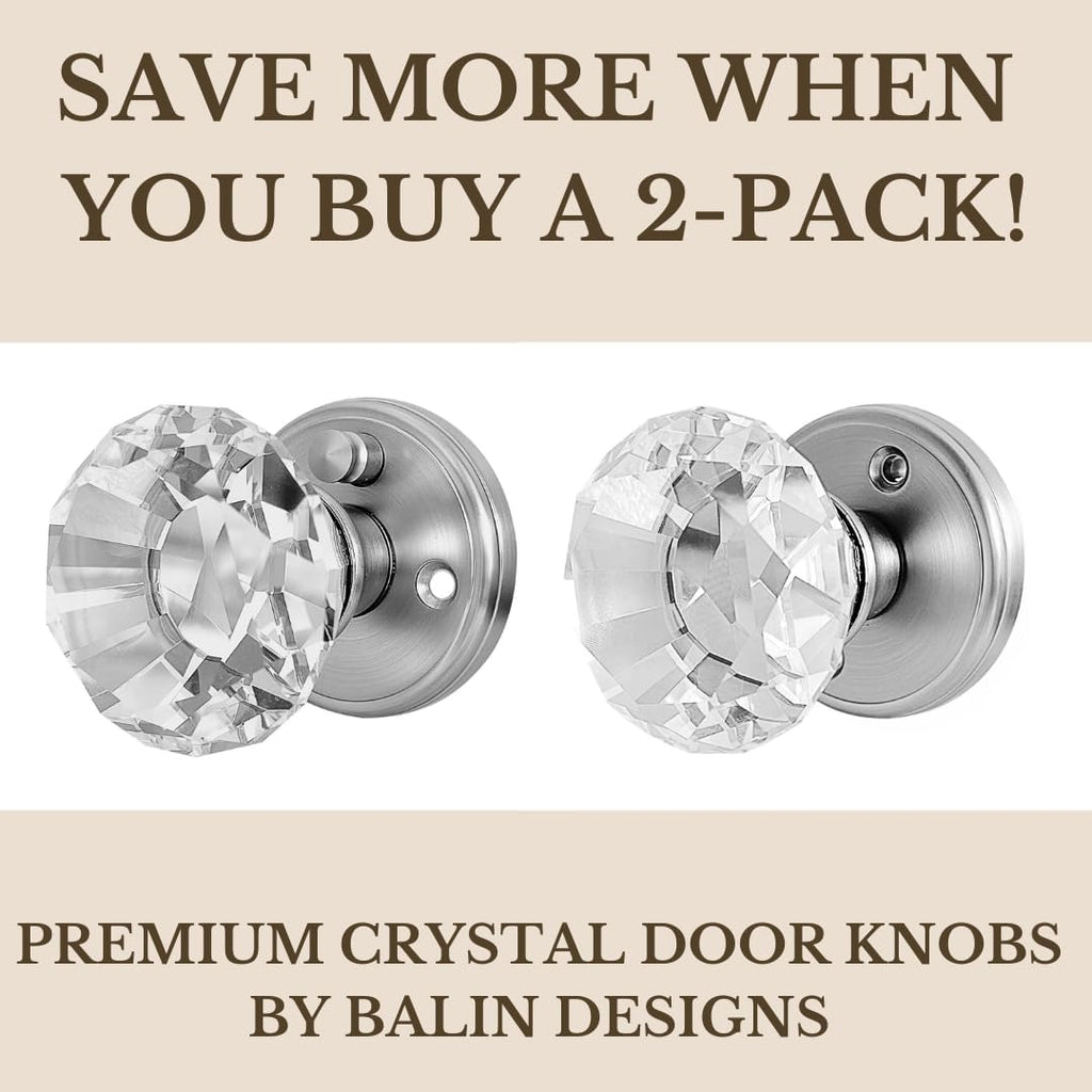 Crystal Door Knob with Lock, Glass Door Knobs Interior Privacy/Passage Set, Vintage Decorative Antique Style Handle