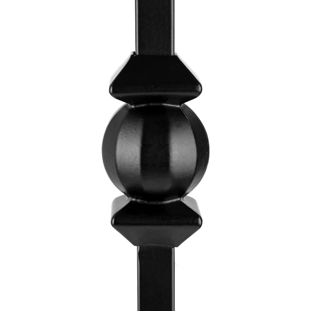 1/2" Square Hollow Black Steel Interior Stair Baluster - 44" Long - Double Ball/Sphere (Pack of 12)