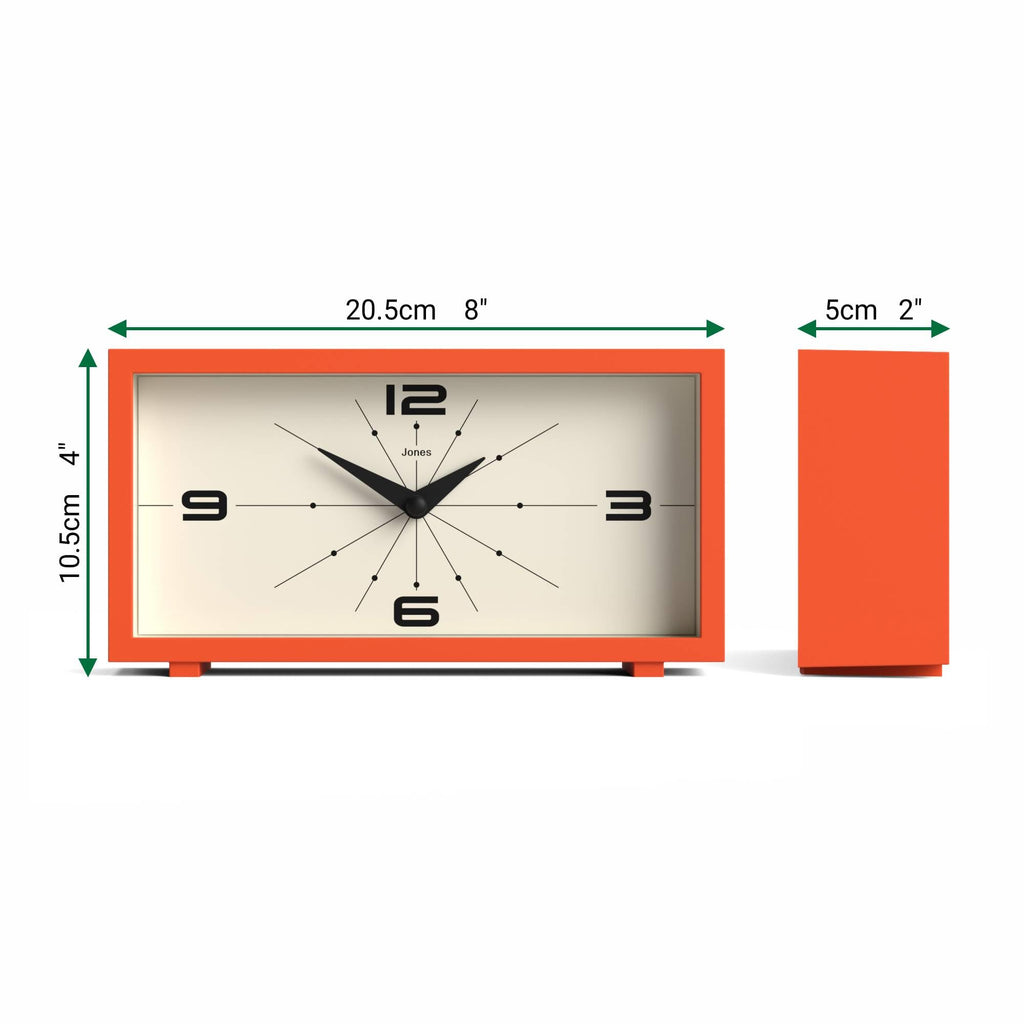 Odeon Desk Clock | Modern Rectangular Design | Orange