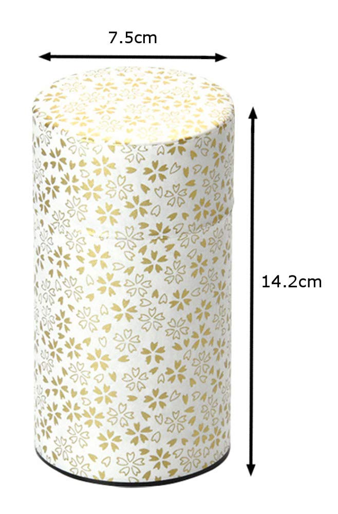 Pokkan a Japanese Tea Tin Canister, Air Tight, Double Lid, 200g Tea Capacity (Sakura - Cherry Blossom Pattern, L