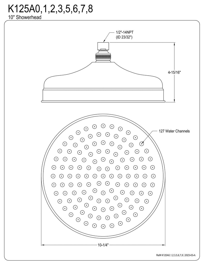 K125A6 Victorian Raindrop Showerhead, 10-Inch Length, Polished Nickel