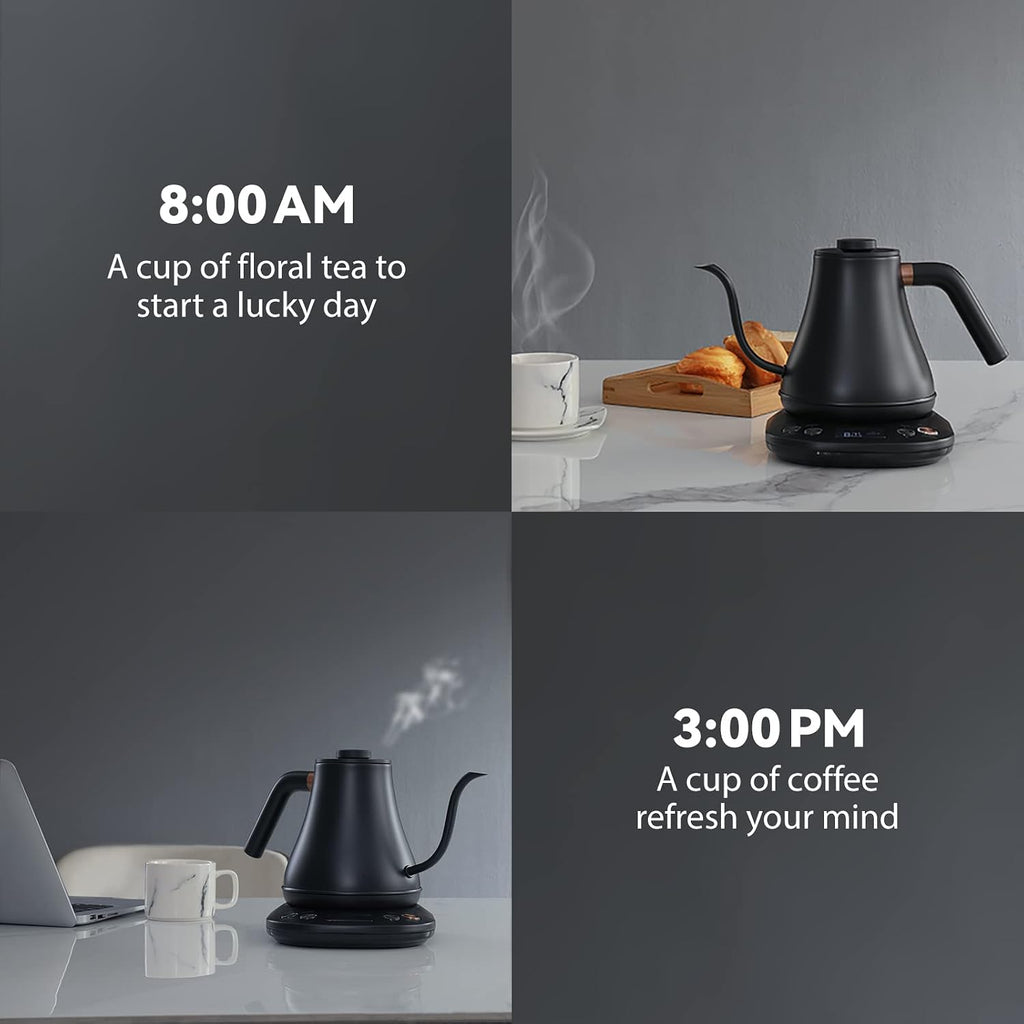 Electric Kettle Gooseneck Pour Over Kettle ±1°F Temperature Control Quick Heating Water Boiler for Coffee & Tea &
