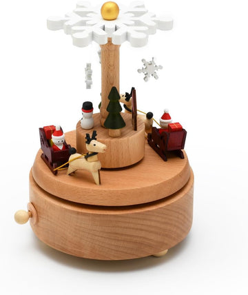 Animated 18 Note Musical Wooden Christmas Wonderland Keepsake-Many Songs to Choose-Carousel Waltz