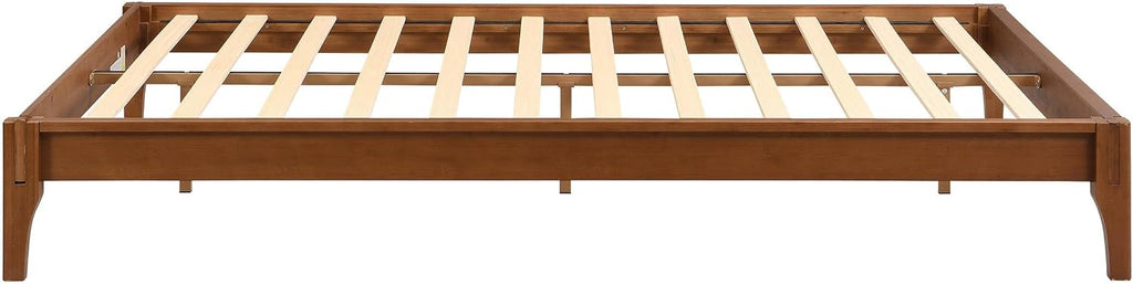 12" Japanese Low Profile Wood Queen Platform Bed Frame No Headboard (Brown)