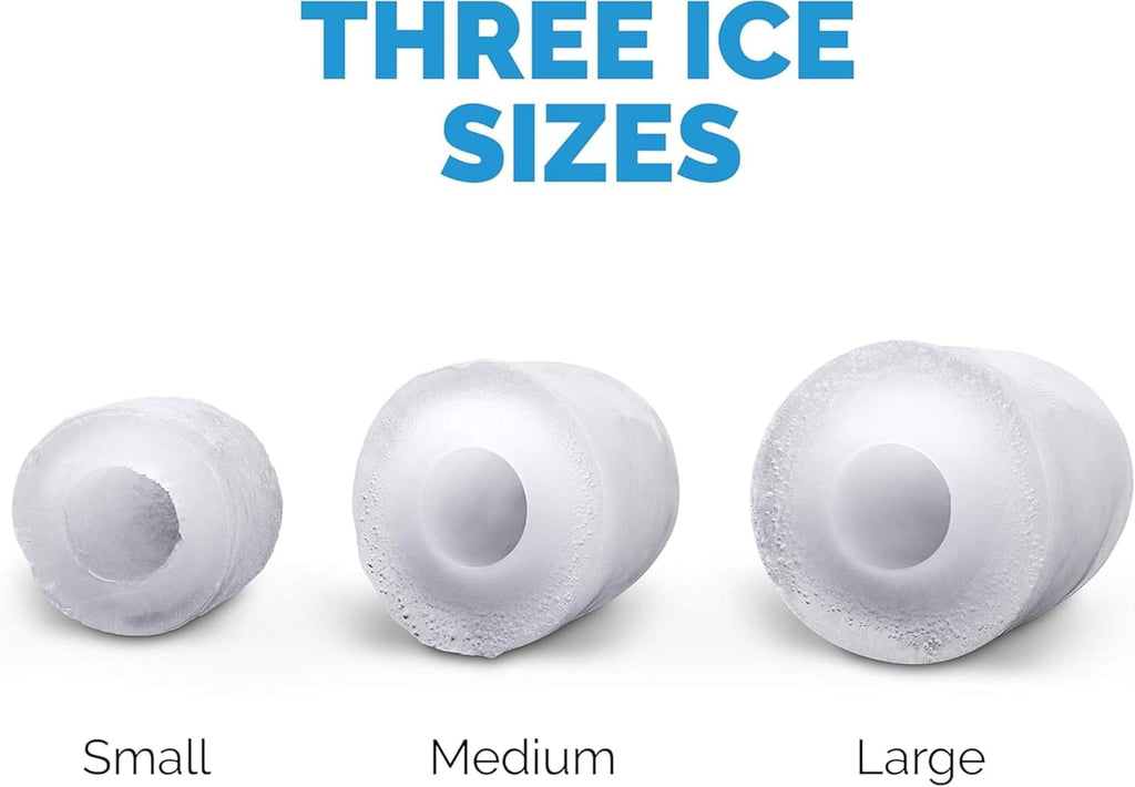 50 lb. Countertop Ice Maker | Portable Bullet Ice Machine | 12 Cubes in 7 Minutes, 3 Ice Sizes | Stainless Steel