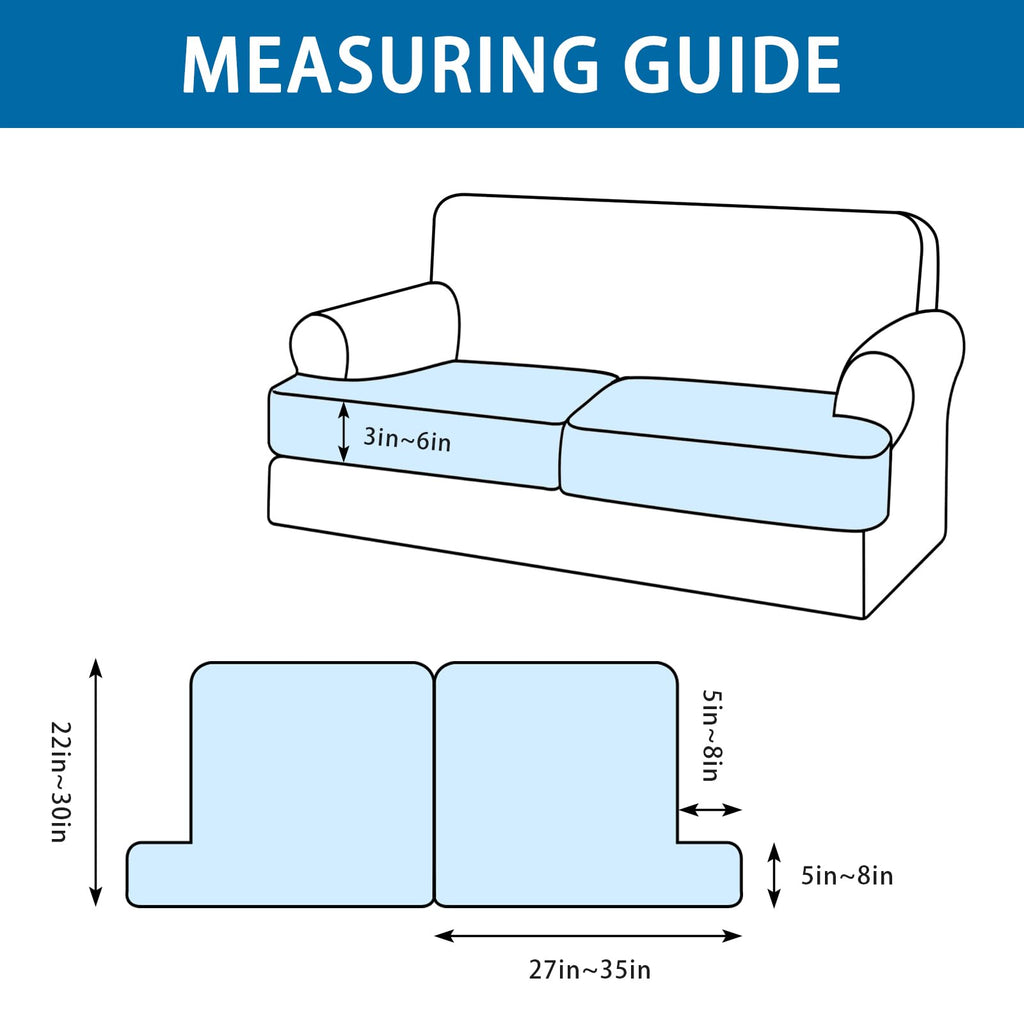 T Cushion Loveseat Sofa Cover Leather-Look 2PC Stretch Sofa Seat Cushion Slipcover Individual Couch Seat Covers with