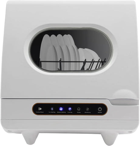 Mini Dishwasher 5 Washing Programs Portable Countertop Dishwasher with Flip-up Lid