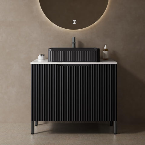 30" Modern Bathroom Vanity with Sink - Freestanding Cabinet with 2 Soft-Close Doors