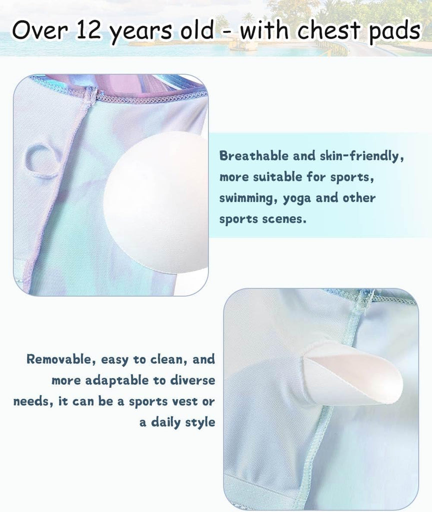 Girls Swimsuits 3 Piece Tankini Bathing Suit Set Cute Bikini Swimwear