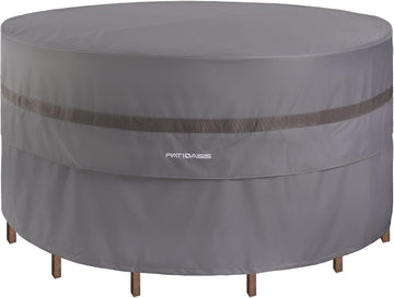 Waterproof Patio 4-6 Piece Chairs and Round Table Cover 76'' Dia All Weather Proof 600D Oxford Gray Outdoor Furniture