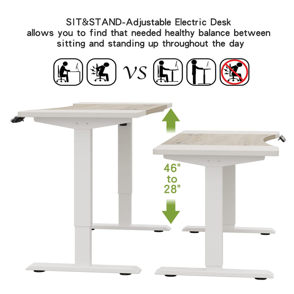 Dual Motor Height Adjustable Standing Desk, 63 x 30 Height Adjustable Computer Desk Sit Stand Desk Home Office Desks