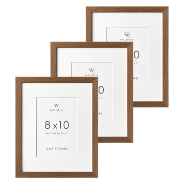 8x10 Picture Frame, Solid Oak Wood 8 x 10 Photo Frame with Mat to 5x7