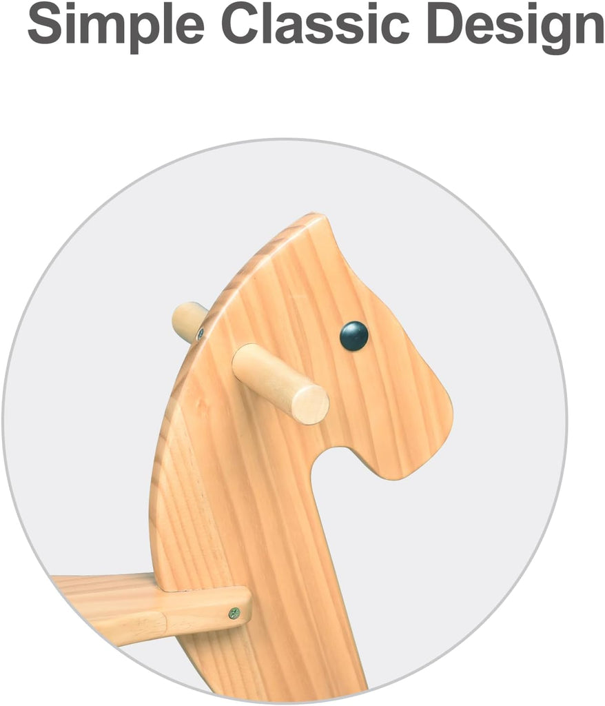Wooden Rocking Horse, Boy & Girls Ride-On Toy with Foot Pedal