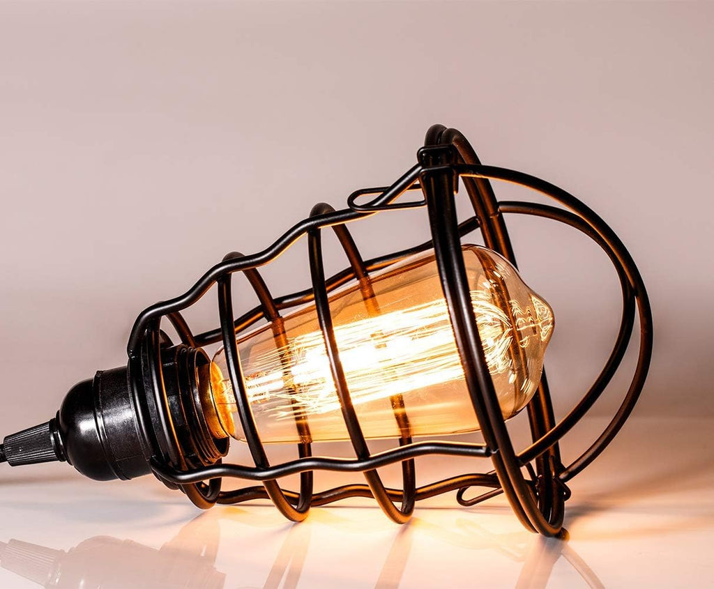 Industrial Pendant Light INNOCCY Edison Hanging Cage Pendant Lights E26 E27 Base Vintage Adjustable Pendant Lamp