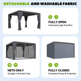 Louvered Pergola 10x12, Steel Aluminum Pergola with Adjustable Louvered Roofs