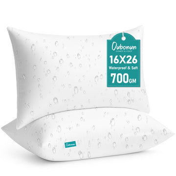 16x26 Outdoor Lumbar Pillow Inserts - Set of 2 Waterproof Cushions