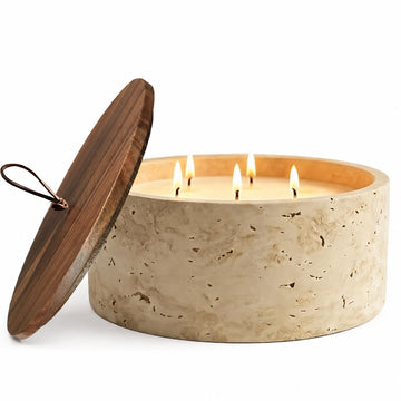 5-Wick 44oz Large Scented Candle-Sea Salt & Bergamot & Coconut, Soy Coconut Wax Blend Candle with Acacia Wood