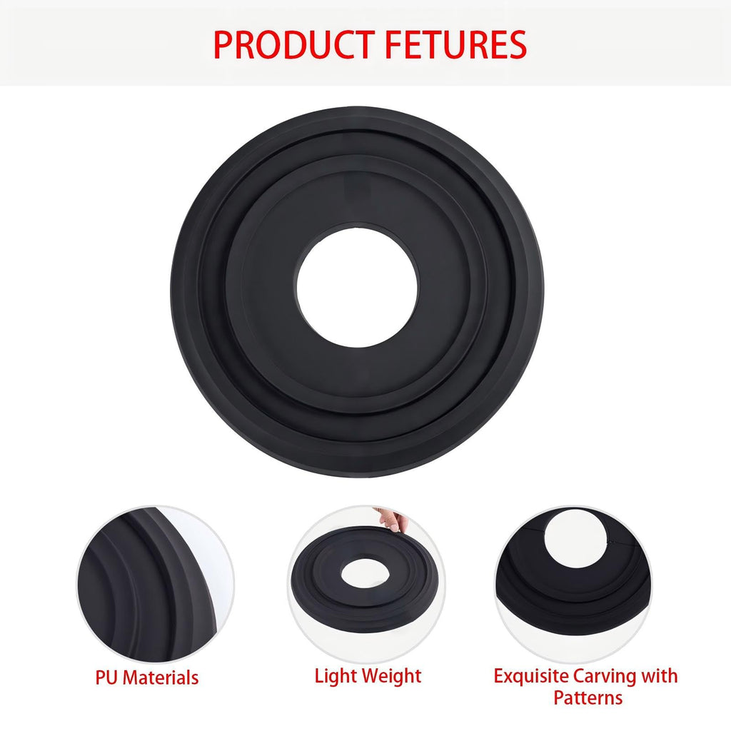 12" PU Black Ceiling Medallion for Light Fixture Fan Cover Plate