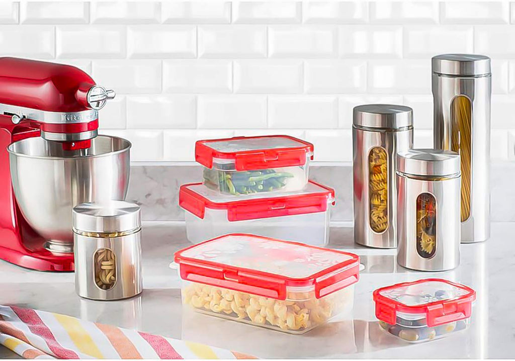 Quality 4pc Stainless Steel Canister Set Counter with Glass Window & Airtight Lids, Food Storage Containers, Pantry