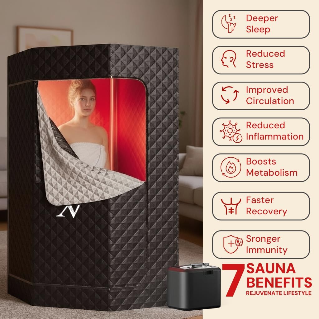 Upgraded Steam Sauna Portable with Red Light Therapy with Ice Bath Tub for Home Personal Home Spa Contrast Therapy