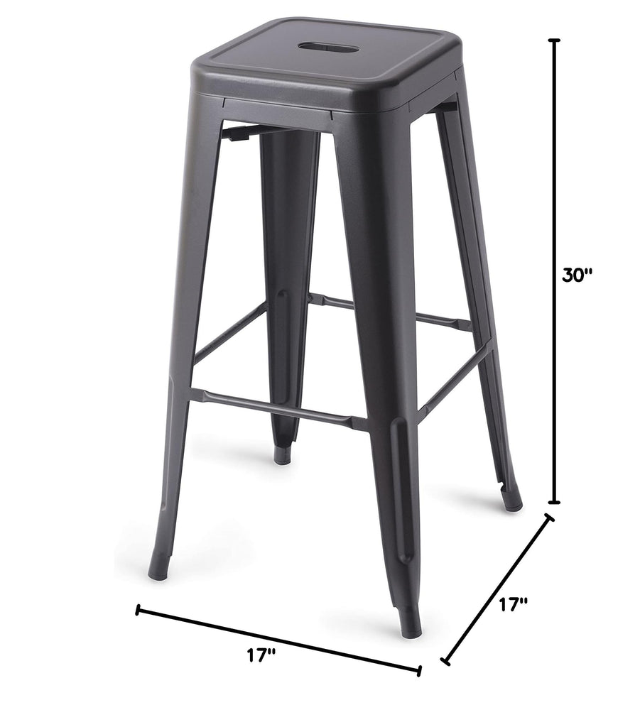 Sturdy Metal Bar Stools, 30-Inch, Black, Set of 4