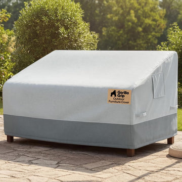 Waterproof Large Outdoor Patio Sofa Cover, 2 Seater 58 Inch, Heavy Duty 600D Furniture Covers Sets for Winter, Keep